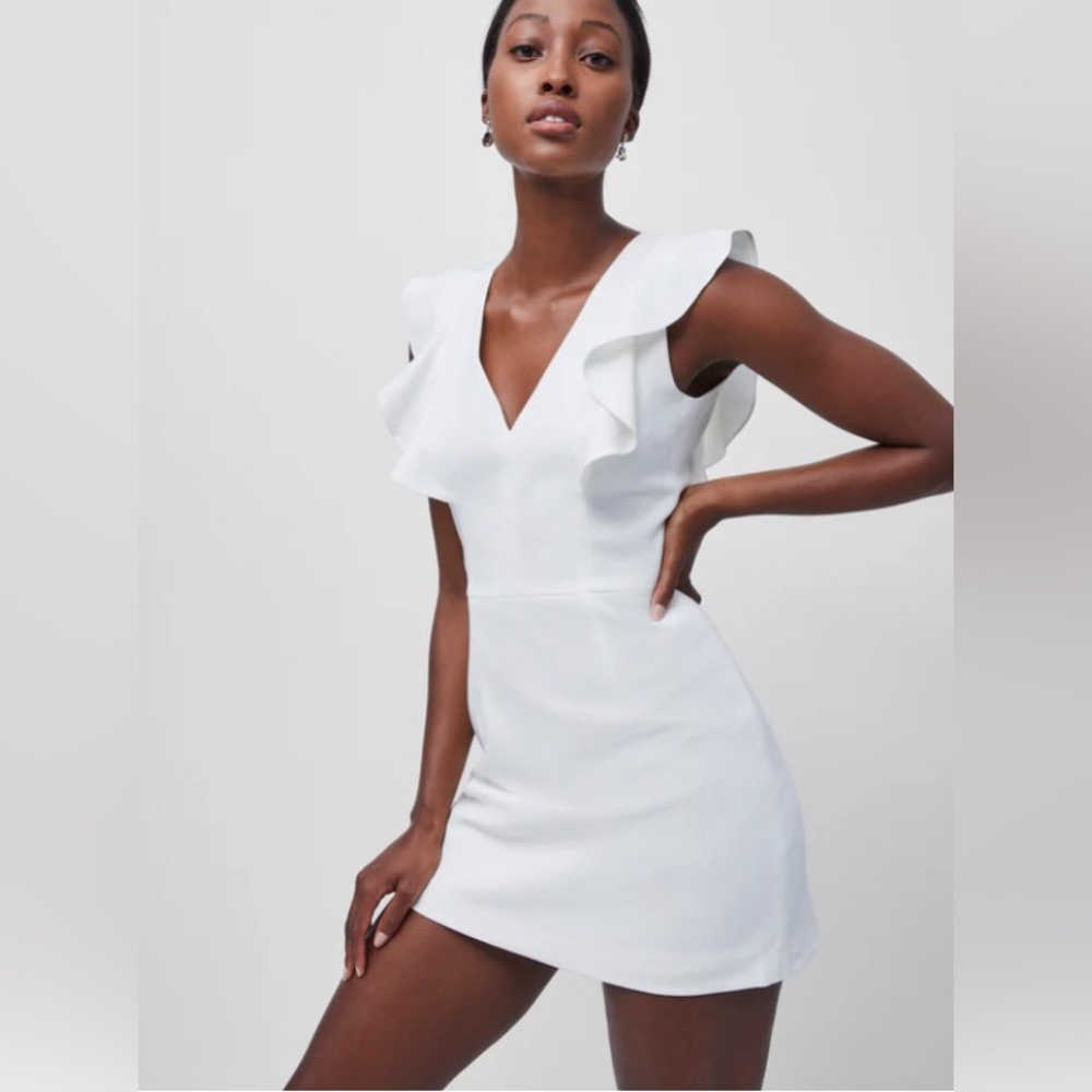 French Connection Whisper Ruffle V-neck Dress